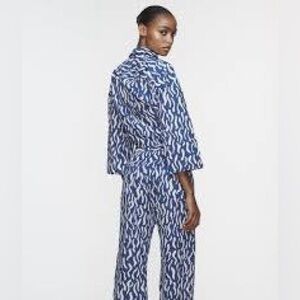 Zara Printed Pants Set- Blue & White